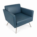 turquoise armchair with metal legs on a white background