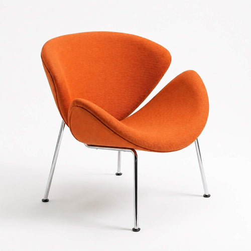 Orange chair with metal legs on a white background