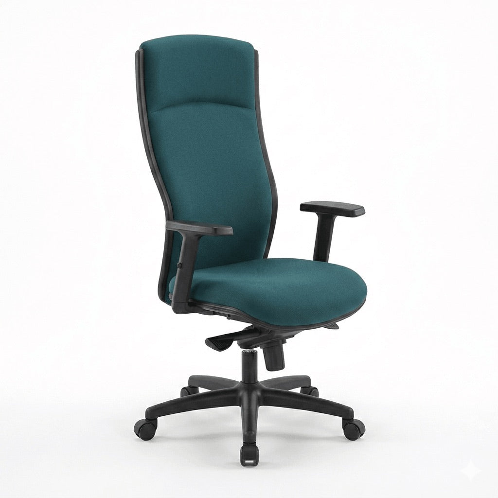 High-back green executive office chair on white background