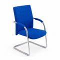 Blue chair with metal frame on a white background